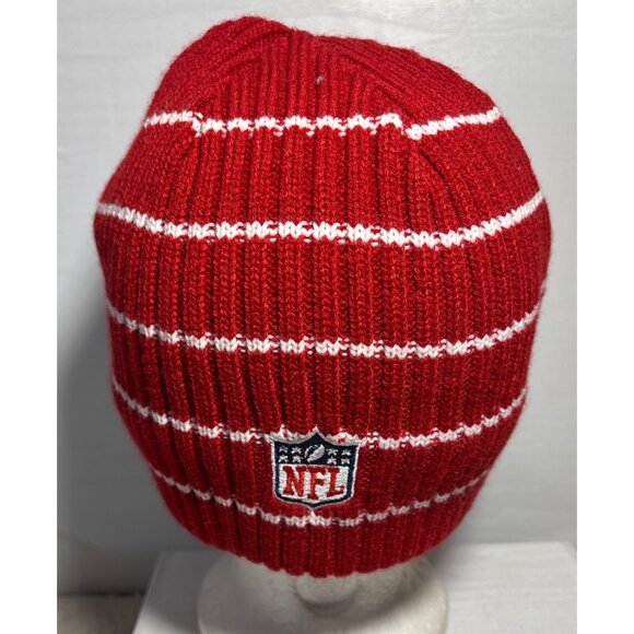 Budweiser Red & White Striped Acrylic Beanie NFL Logo Unisex Football NWT - Picture 2 of 6